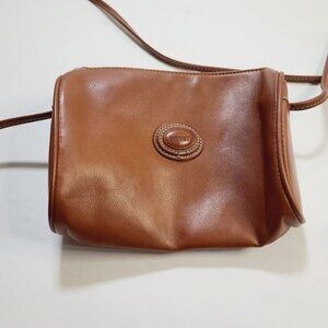 Vintage 90s ESPRIT Brown Barrel Leather Crossbody Purse